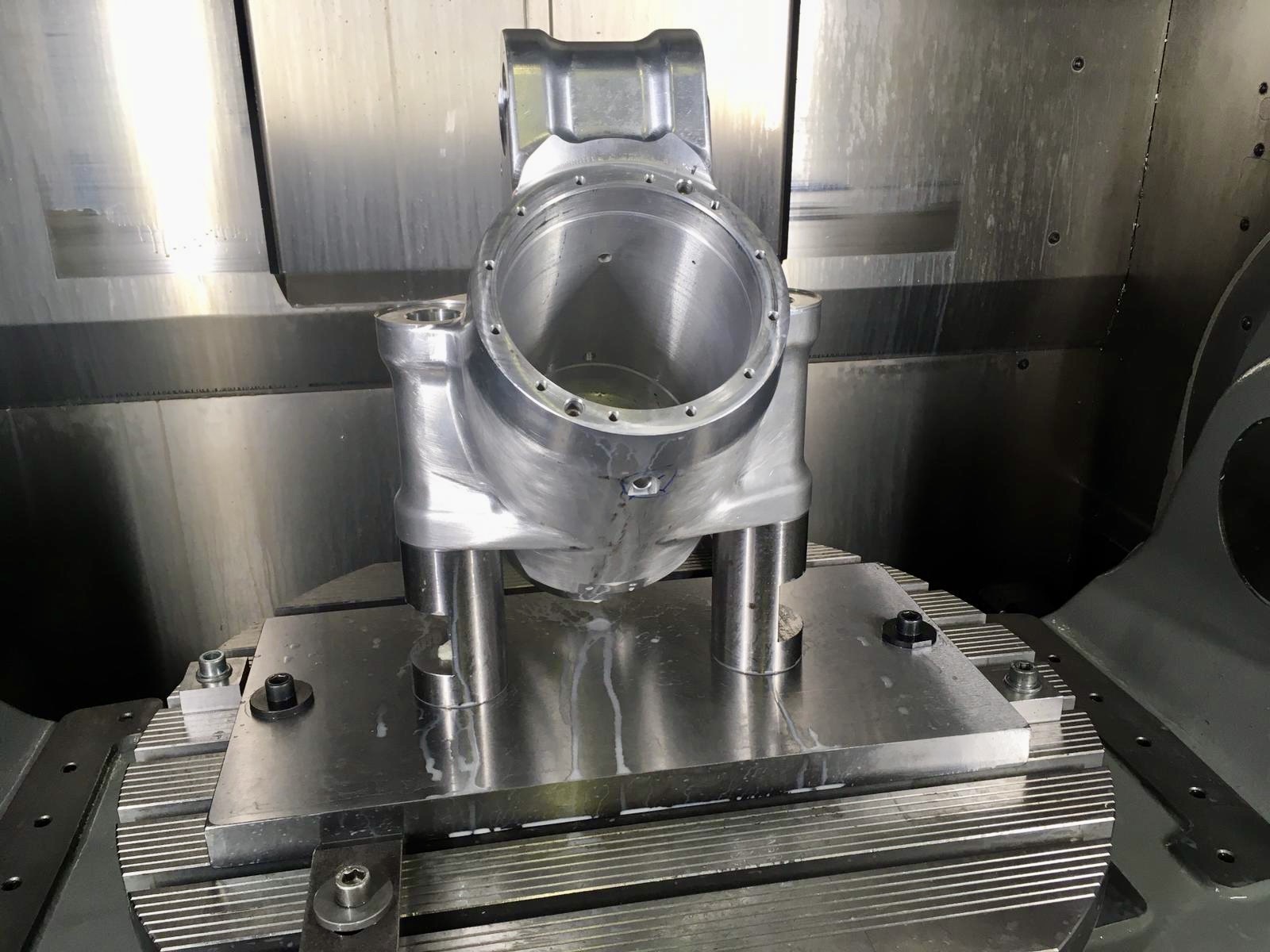 Large cylindrical housing line-bored on a horizontal mill
